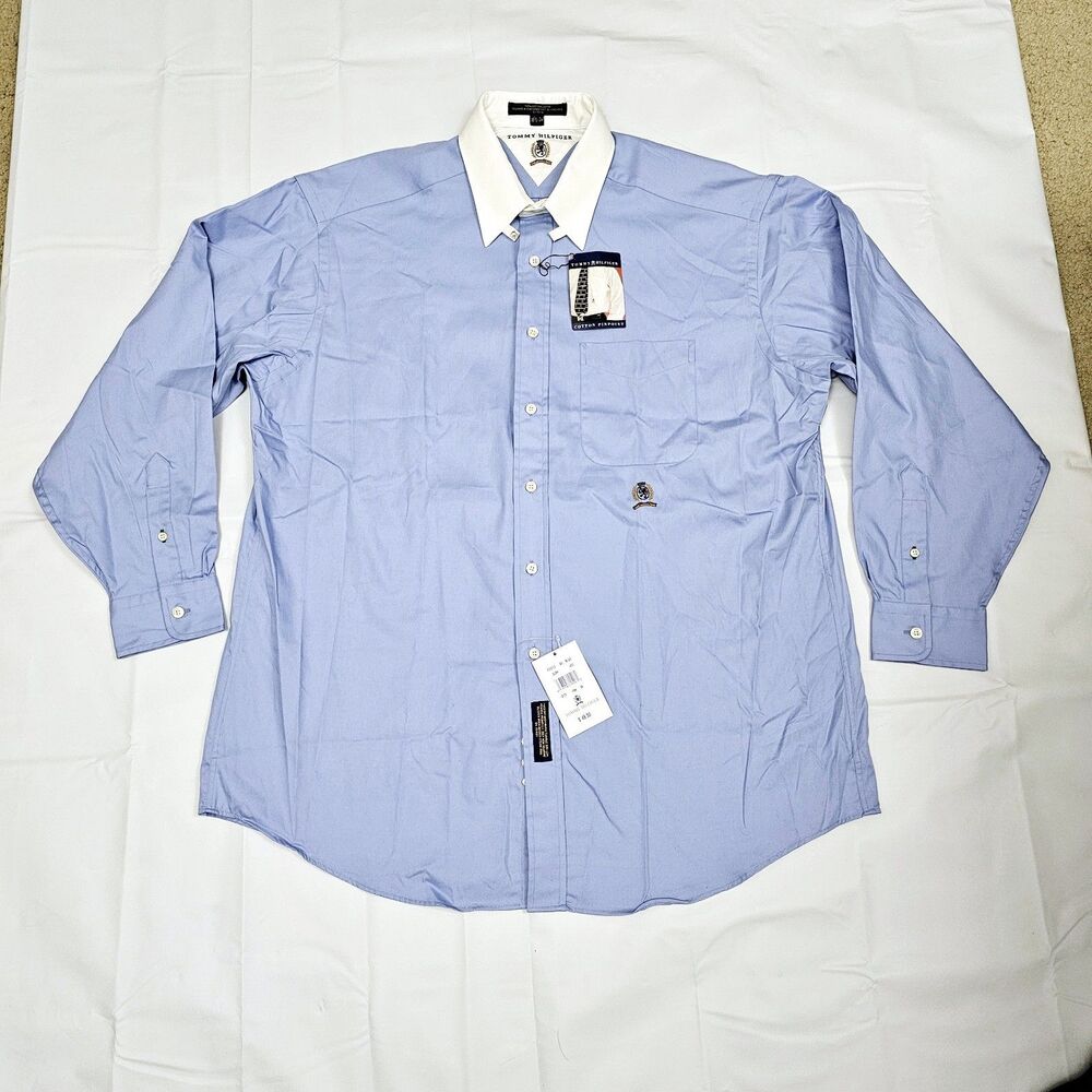 Vintage Tommy Hilfiger Mens 16.5 34 Contrast Collar Dress Shirt Preppy Academia - Picture 2 of 6